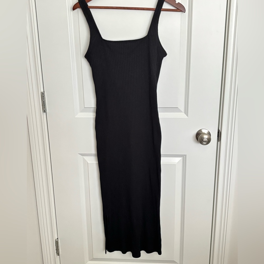wild fable | Square Neck Ribbed Bodycon Midi Dress Black